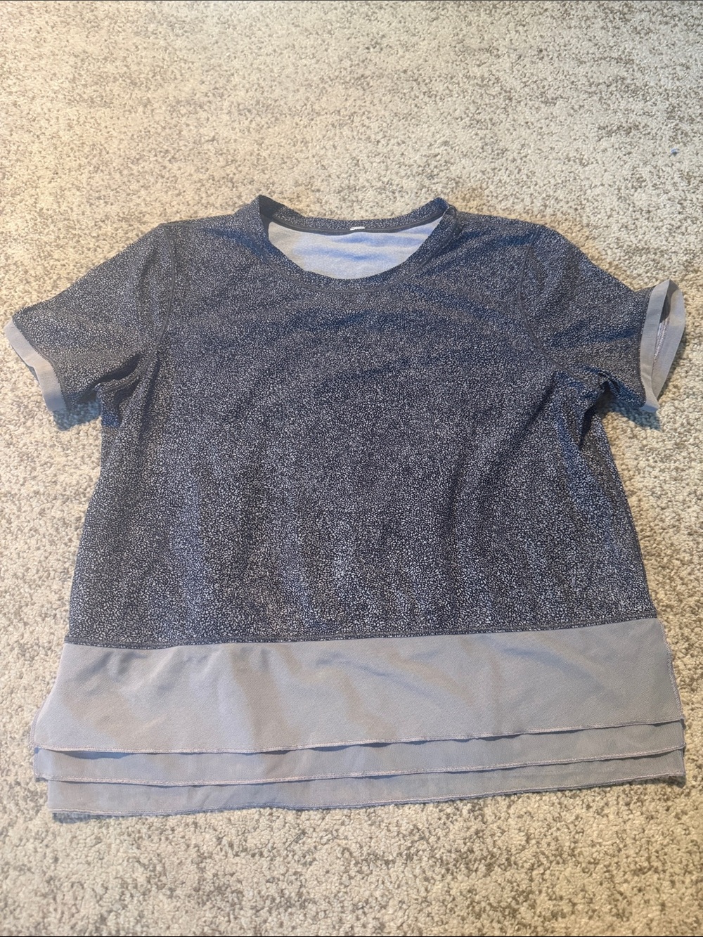 Lululemon Short Sleeve Layered Hem Top -Black and Light Gray